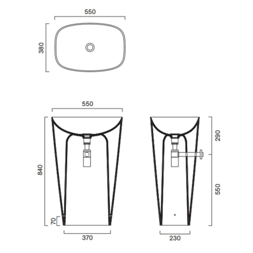 Раковина керамическая Catalano Green 55 см 428551001 напольная цвет белый без отверстий под смеситель - фото 2