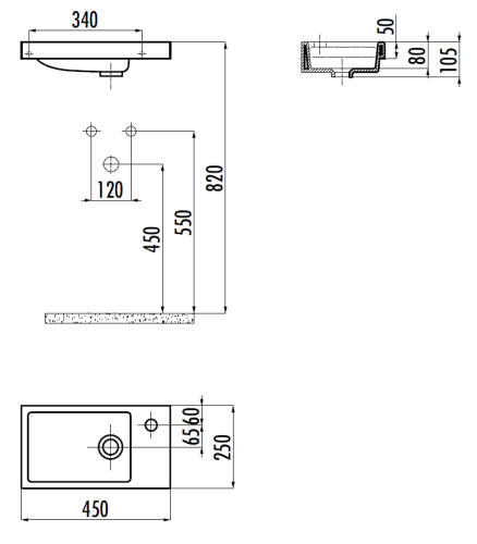 Раковина из сантехнического фарфора Creavit Elmas TP025-00CB00E-0000 50х30 накладная цвет белый 1 отверстие под смеситель - фото 2