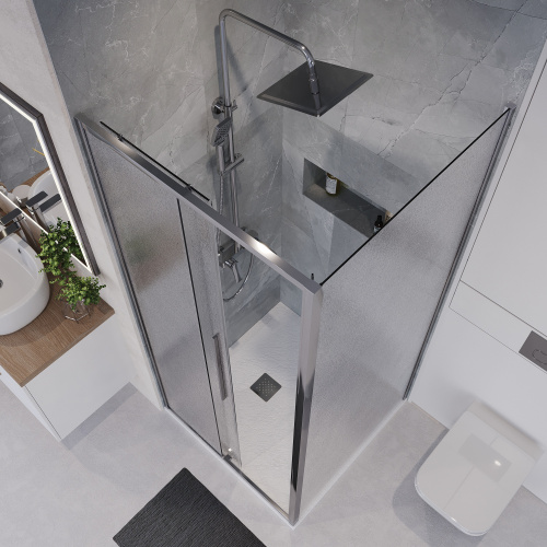 Душевой уголок Niagara Nova NG-65-9CH-CH80-34 90х80 стекло шиншилла профиль хром глянцевый без поддона - фото 5