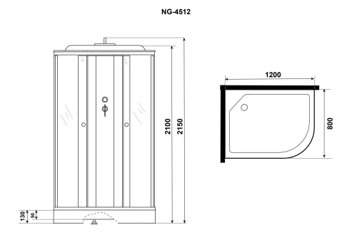 Душевая кабина Niagara Eco 45121453R 120х80 асимметричная с крышей ориентация правая - фото 4