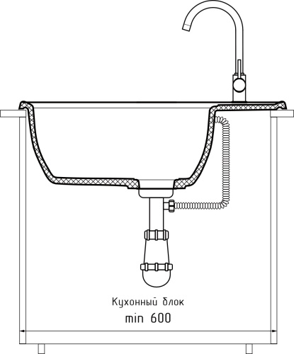 Кухонная мойка Granfest Vertex V-680L кашемир 68х50 цвет бежевый поверхность матовая - фото 4