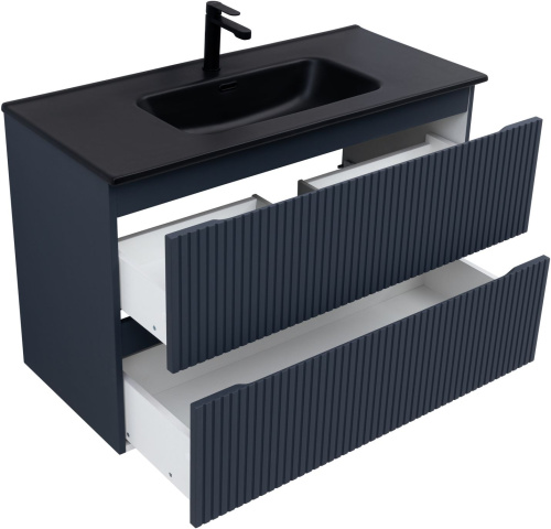 Тумба под раковину Aquanet Джейн (Flat) 00335431 100х45х64 подвесная цвет синий - фото 2