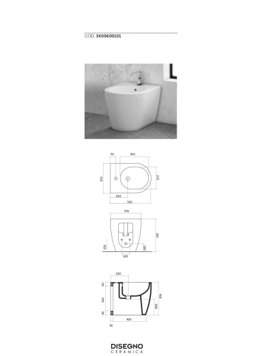 Биде Disegno Ceramica Skip SK00600152 напольное - фото 2