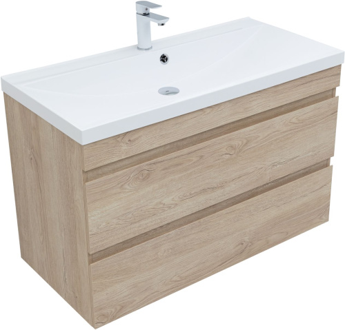 Тумба под раковину Aquanet Нота NEW 00334200 99х47х61 подвесная цвет светлое дерево - фото 4