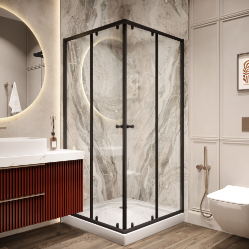 Душевой уголок Parly ZEQ911B 90х90 стекло прозрачное профиль черный с поддоном - фото 5