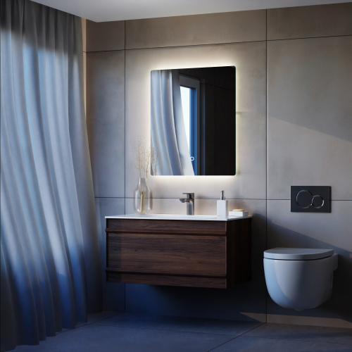 Тумба с раковиной+зеркало Art Decco Bridget (Бриджит) ABR08W22S1M0 80x45x40 подвесная цвет черный орех - фото 2