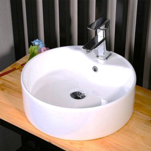 Раковина из сантехнического фарфора Teymi Lina S T50104 40х40 накладная цвет белый 1 отверстие под смеситель - фото 4