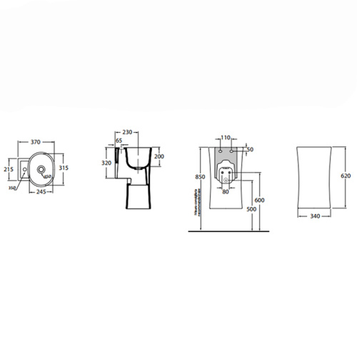 Раковина из санфаянса Azzurra Nativo LALS035370N0BI/(NAT200/0bi)*0 35х37 подвесная цвет белый без отверстий под смеситель - фото 2