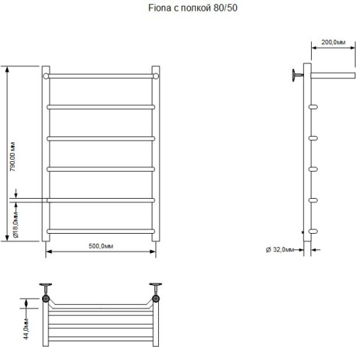 Полотенцесушитель Aquanet Fiona 00281999 56х80 электрический хром - фото 2