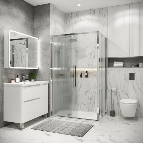 Душевой уголок Grossman Cosmo 120.K33.02.1390.10.02 130х90 стекло текстурное профиль хром глянцевый без поддона - фото 5