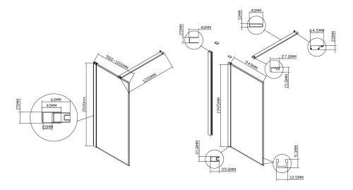 Душевая перегородка Vincea Walk in HS VSW-1HS100CLGM 100х200 стекло прозрачное профиль вороненая сталь - фото 4