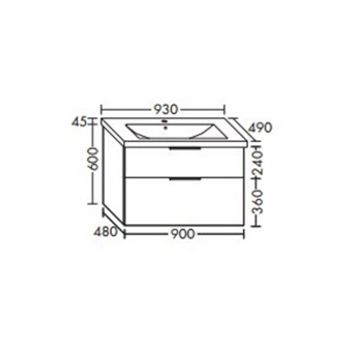 Тумба с раковиной Burgbad Eqio SEYQ093F2009C001*1 93х49х64 подвесная цвет белый глянцевый - фото 2