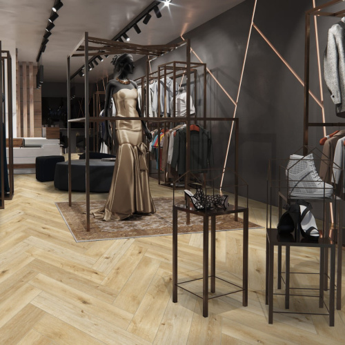 SPC ламинат CronaFloor Herringbone 2.0 Дуб Ренн H014 Т092550 толщина 0,45 см 42 класс 640х128 - фото 2