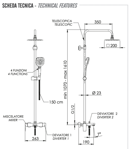 Душевая стойка Remer Dream D34A8MPUFM25T настенная - фото 2
