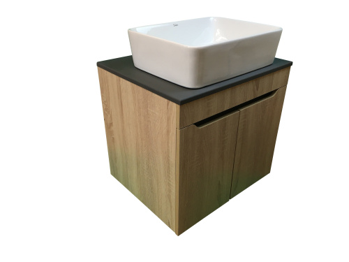 Тумба с раковиной Sintesi STL.W7023_SIN-LVB-APP-401 60х55х50 подвесная цвет темно-серый/коричневый/белый - фото 3