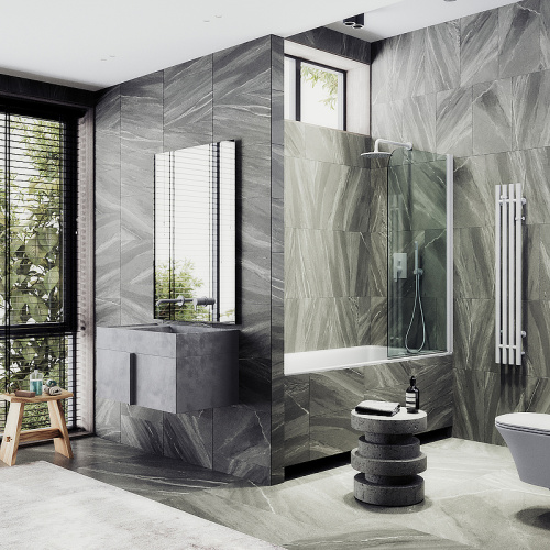 Душевая шторка на ванну Maybah Glass MGV-597-1 50х140 стекло прозрачное профиль белый ориентация универсальная - фото 2