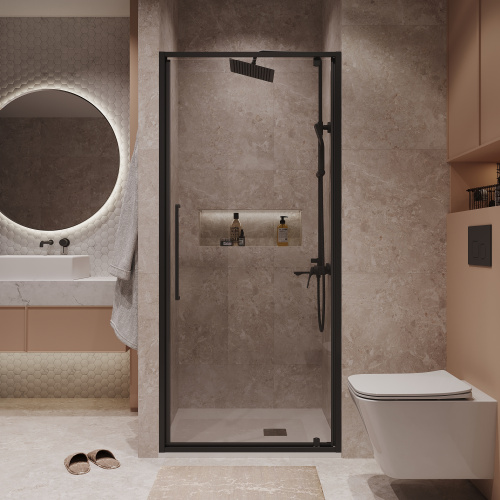 Душевая дверь Niagara Nova NG-85-10AB 100х195 стекло прозрачное профиль черный матовый - фото 4