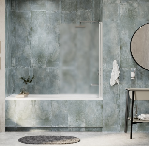 Душевая шторка на ванну Wasserkraft Berkel 48P 48P01-80RM 80х140 стекло матовое профиль хром глянцевый ориентация правая - фото 2