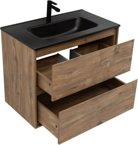 Тумба под раковину Aquanet Милан 00336379 80х45х64 подвесная цвет темное дерево - фото 2