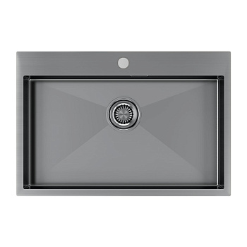 Кухонная мойка Paulmark VELTEN 75 PM807551-GM 75х51 цвет вороненая сталь