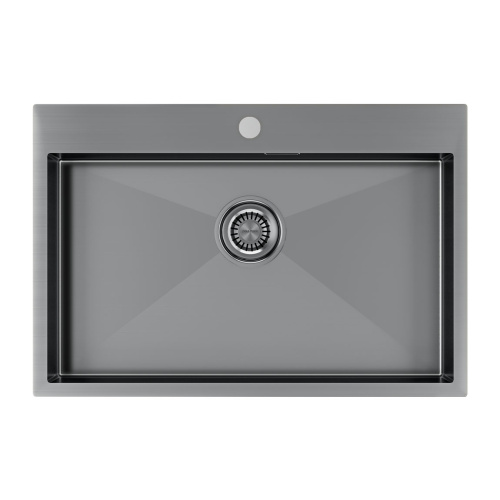 Кухонная мойка Paulmark VELTEN 75 PM807551-GM 75х51 цвет вороненая сталь