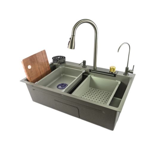 Кухонная мойка Fmark FSC003T 75х46 цвет серый поверхность матовая - фото 2