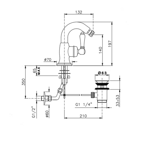 Смеситель Nicolazzi Petit Mont Blanc 3455BZ76C на биде бронза - фото 2