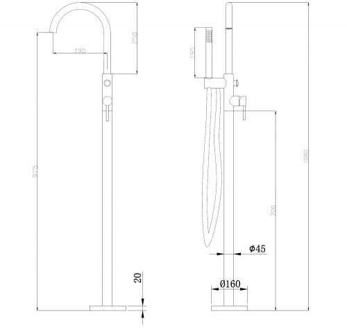 Смеситель Abber Wasser Kreis AF8115N напольный хром - фото 3
