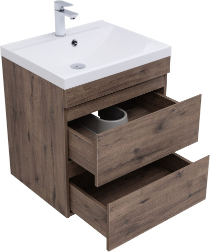 Тумба под раковину Aquanet Нота NEW 00334191 57х47х61 подвесная цвет темное дерево - фото 2
