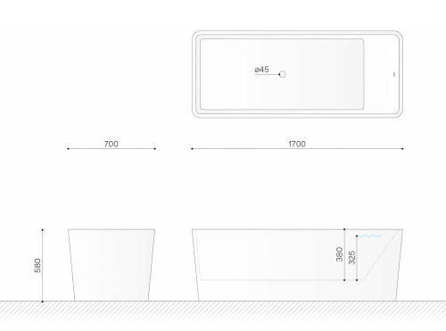 Ванна из искусственного камня Technova Arbot VATR7 170х70 отдельностоящая прямоугольная - фото 3