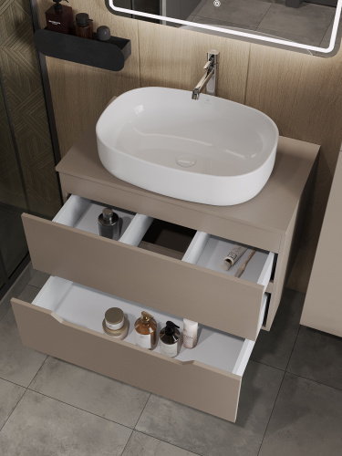 Тумба с раковиной Orange Line Li-80TuLMDF+B08-600W 81х46х69 цвет бежевый - фото 4