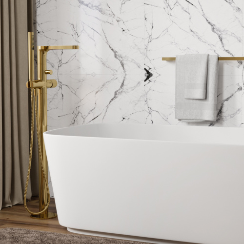 Смеситель для ванны с душем WasserKRAFT Ems 7600 7621 напольный золото - фото 4