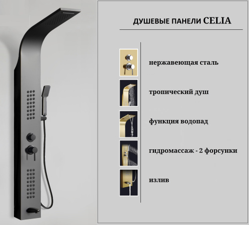 Душевая панель Cerutti SPA CT10401 прямоугольная настенная - фото 5