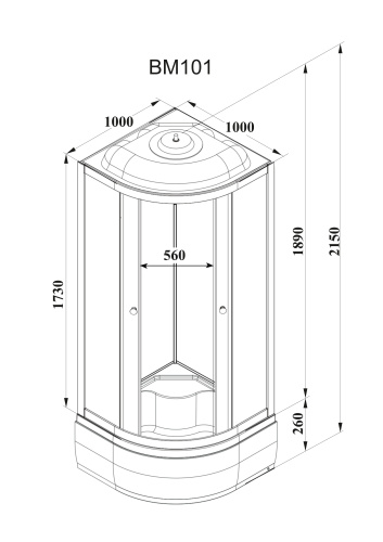Душевая кабина Parly Bianco BM101 100х100 четверть круга с крышей - фото 4