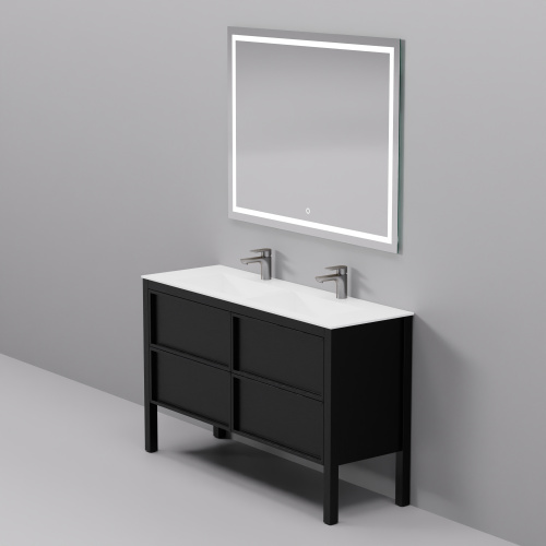 Тумба с раковиной+зеркало Art Decco Elisa (Элиса) AES14F78D1MF 140x45x85 напольная цвет черный дуб - фото 3