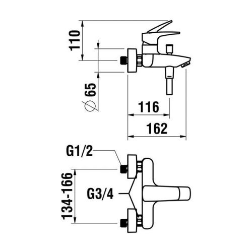 Смеситель для ванны Laufen Laurin HF500760100600 настенный хром - фото 2