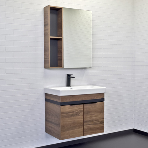 Зеркало-шкаф Comforty Соло 00-00011589CF 68х15х80 подвесной цвет дуб темно-коричневый - фото 3