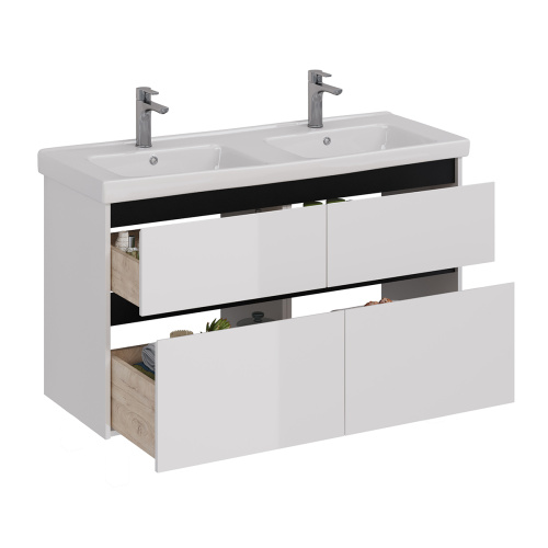 Тумба под раковину LeMark Combi LM03C125T-black 120х45х68 напольная/подвесная цвет белый/черный - фото 2