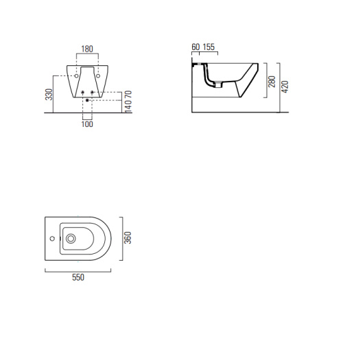Биде GSI Kube 8965 1 11 bi*1 подвесное - фото 2