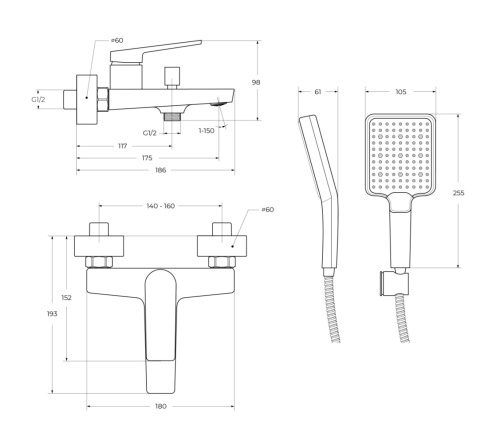Смеситель BelBagno ARDENTE ARDENTE-VASM-CRM настенный хром - фото 2