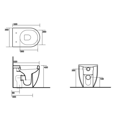 Чаша унитаза приставная Kerasan Flo 311601 цвет белый без сиденья душевой смыв - фото 2