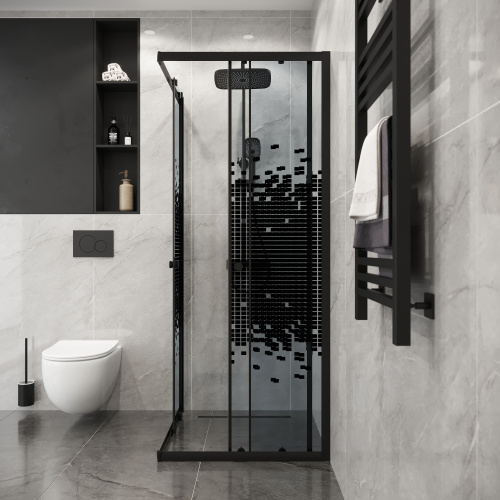 Душевой уголок Niagara Eco NG-1009-14QBLACK 89х89 стекло матовое профиль черный матовый без поддона - фото 4