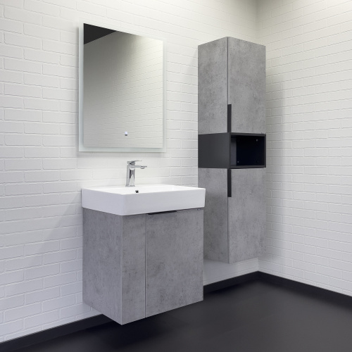 Тумба с раковиной Comforty Асти 00-00019191CF 60х46х70 подвесная цвет бетон светлый - фото 4