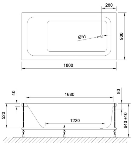 Ванна акриловая Royal Bath ACCORD RB627100 180х90 пристенная прямоугольная без каркаса - фото 4