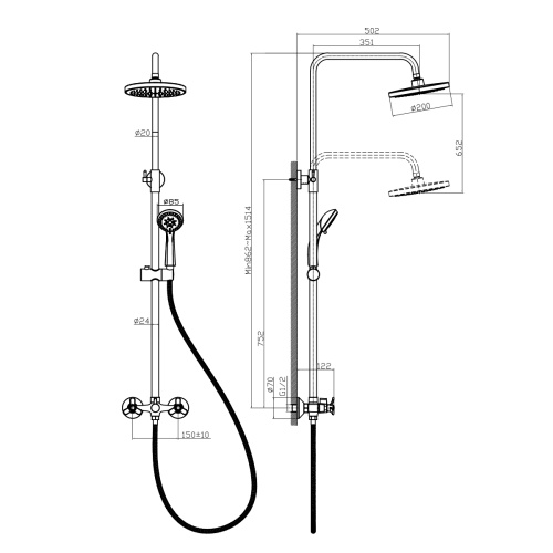 Душевая стойка Rossinka Q Q02-45 настенная цвет хром - фото 2