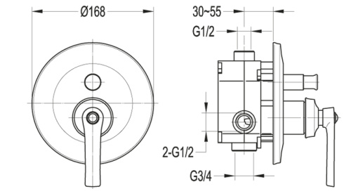Смеситель Cezares LIBERTY LIBERTY-F-VDIM-01 встраиваемый хром - фото 2