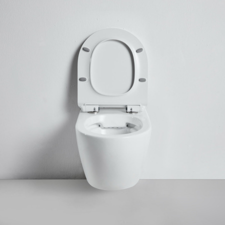 Унитаз подвесной Bond Oval F01-10 белый с сиденьем микролифт безободковый душевой смыв