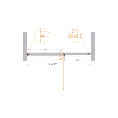 Душевая дверь Cezares URBAN URBAN-B-12-110-C-CR 110х195 стекло прозрачное профиль хром глянцевый - фото 2