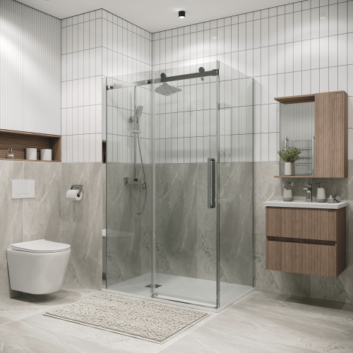 Душевая перегородка Grossman Classic 200.K33.04.80.10.00 80х195 стекло прозрачное профиль хром глянцевый - фото 3