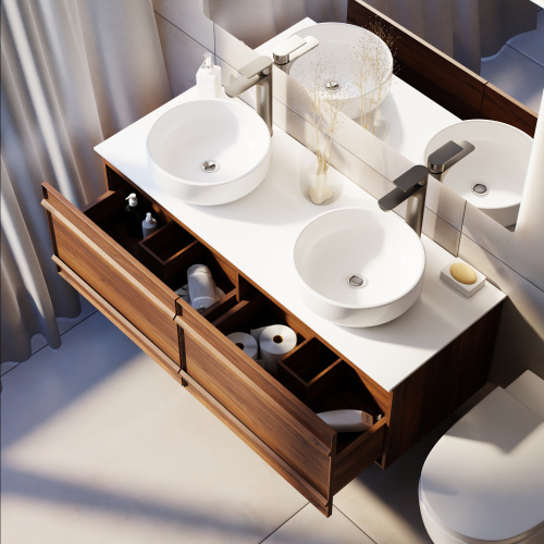 Тумба с раковиной+зеркало Art Decco Bridget (Бриджит) ABR12W22D3M0 120x45x40 подвесная цвет черный орех - фото 4